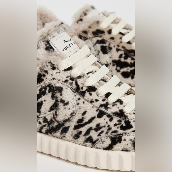 NWT VOILE BLANCHE Ines Faux Fur Sneakers in Black-White - Picture 5 of 15